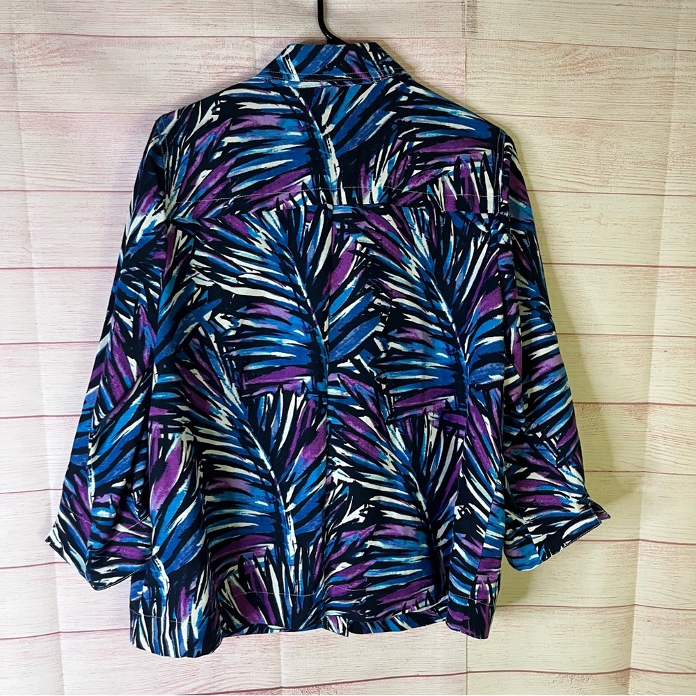 Christopher & Banks Linen Blend Light Weight Multicolor Button‎ Down Jacket Med - Picture 10 of 12